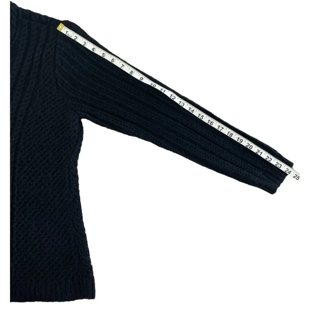 Pendleton Women's V-Neck Cableknit Sweater Black‎ Mohair Wool Size Medium